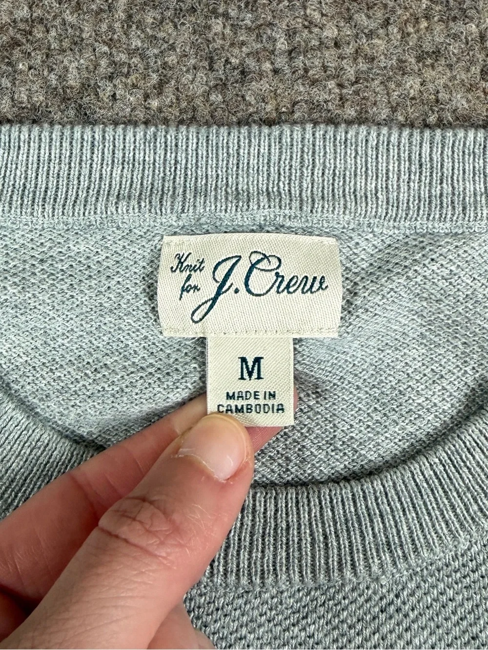 J Crew Light Grey Lightweight Pullover Crewneck Knit Cotton Sweater Men’s S/M